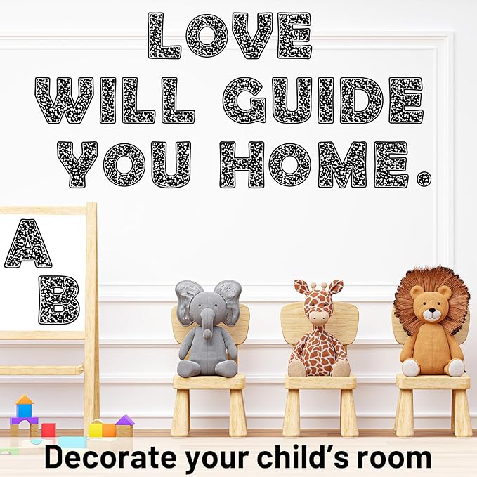 150 PCS Large 6" Bulletin Board Letters Set, Black Composition Classroom Alphabet Cutout Letter for Bulletin Board Display School Combo Pack, A Great Helper to Inspire Students' Learning Interest
