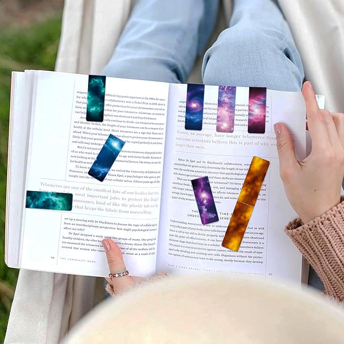 144Pack Magnetic Bookmarks Bulk Book Marks for Reading Women Men Adults Book Lovers Gifts, Cute Bookmarks Magnet Bookmark Clips Magnetic Page Markers Pretty Funny BookMarker (Night Sky)