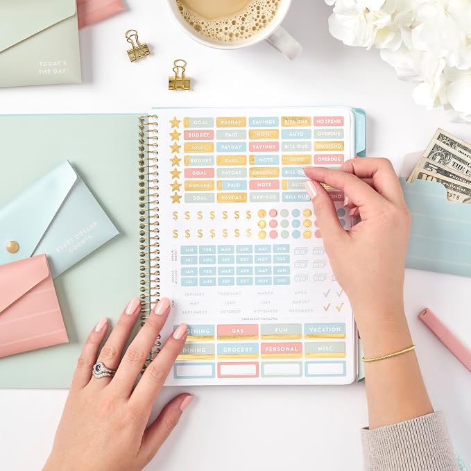 PPP Money Planner | 10 Cash Budget Envelopes | Budget Planner | Annual & Monthly Financial Worksheet, Expense, Saving & Debt Reduction Pages | Stickers | Long-Term Financial Goals | Spend Ledger