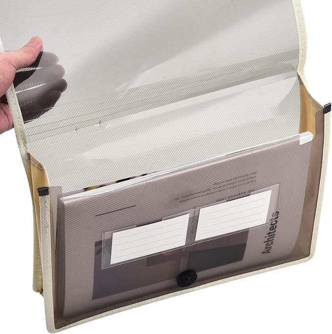 Expanding File Folder Document Organizer with Elastic Cord & Button Closure, Letter Size, 2.8" Expansion, Letter A4 Expandable File Folder for Home School Office Organization, 5 Pack