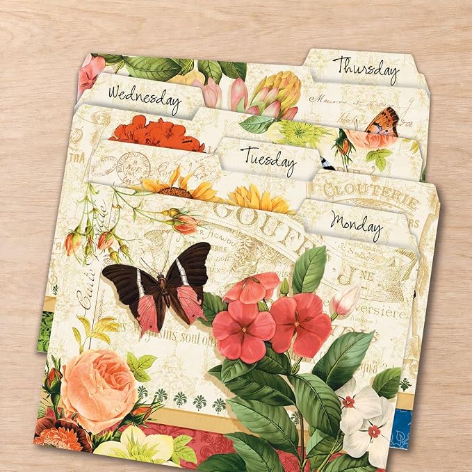 Current Grande Fleur File Folders Value Pack - Bulk Set of 24, 6 Pretty Decorative Designs, 1/3 Cut Tabs, Heavy-Duty Paper Stock, Office Supplies for Home & Work, 9-½” x 11-¾” Letter Size