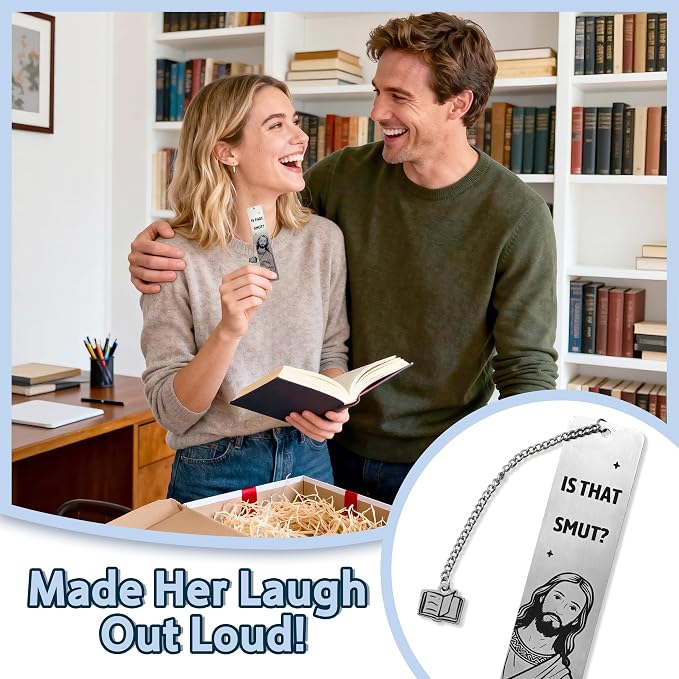 Funny Bookmarks for Women, Christian Gifts for Women Readers, Metal Bookmark for Book Lovers, Christmas & Birthday Gifts for Her, Best Friend, Sister, Wife, with Gift Box, is that