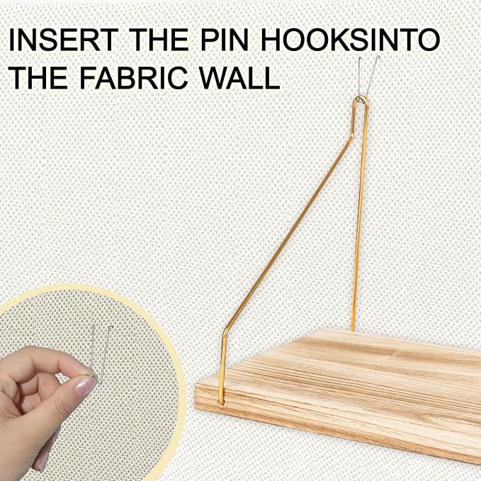 2-Pack Cubicle Shelf For Fabric Walls With Hooks:12x6.0in Wooden Cubicle Shelf Hanging Gold Bracket Use For Office Cubicle Accessories Office Stylish Ations Cubicle Decorations For Women Desk
