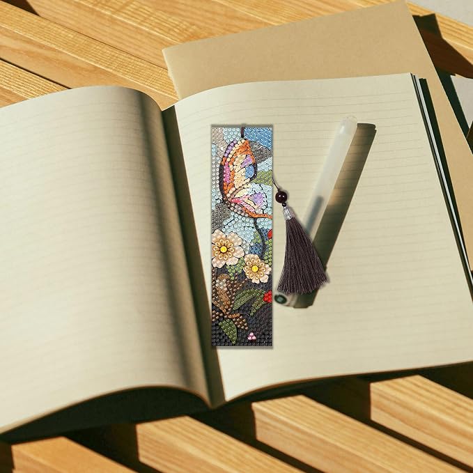 12 Pcs Butterfly Diamond Painting Bookmarks,Diamond Art Bookmarks with Tassel, Diamond Art Painting Kits for Beginners Adults DIY Art Craft Gifts Book Decors