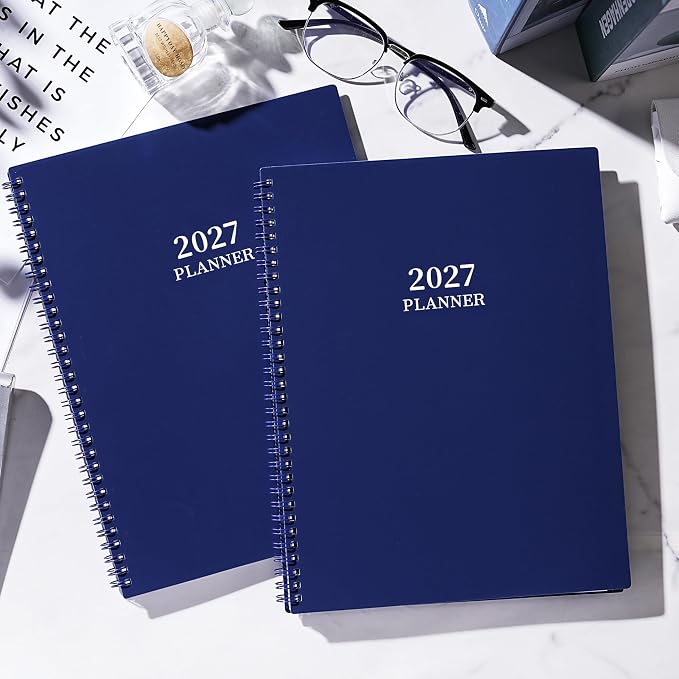 Vondafe 2027 Planner Weekly and Monthly - JAN 2027 - DEC 2027, 9"×11", Calendar Planner 2027, Weekly and Monthly Planner with Polypropylene Cover, Inner Pocket, Colorful Tabs & Thick Paper - Navy