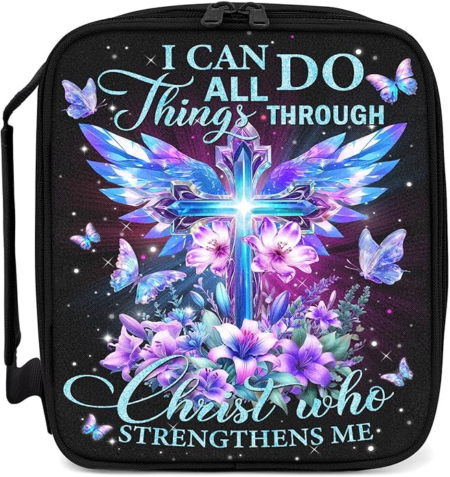 Bible Cover for Women, Bible Holder, Bible Cover With Handles, Bible Carrying Case, Bible Bags With Zipper and Pockets