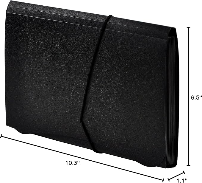 Lion 13-Pocket Small Ex panding File, 5-3/4 x 8-1/2 Inches, Black, 1 File (94300-BK)