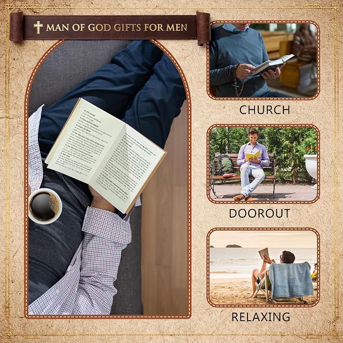 Epakh 20 Pcs Bulk Fathers Day Christian Gifts for Men Church Religious Man of God Leather Magnetic Bookmarks Pen Holder Religious Bible Verse Magnetic Bookmark Gifts for Men Book Lovers (Novel)
