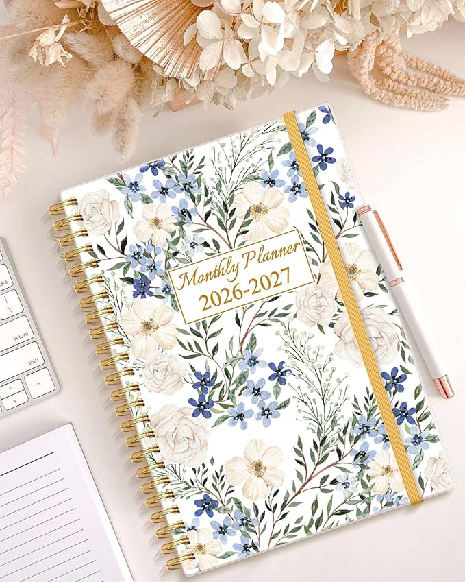 Monthly Planner 2026-2027 - Monthly Calendar from May 2026 to December 2027, 2026-2027 Planner with Inner Pocket, Elastic Band, 5.8" x 8.5", Colorful Large Flower