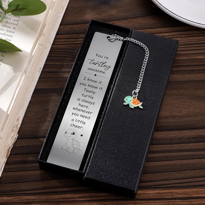 Turtle Inspirational Metal Bookmark - Cute Turtle Decor Bookmark Inspirational Turtle Gifts for Turtle Lovers Book Markers for Women Teen Boys Girls Friend Christmas Birthday Decorations