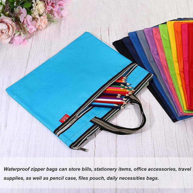 PATIKIL Waterproof Zipper File Bag, Documents Books Tools Storage Zip Pouch for Office Travel, Green