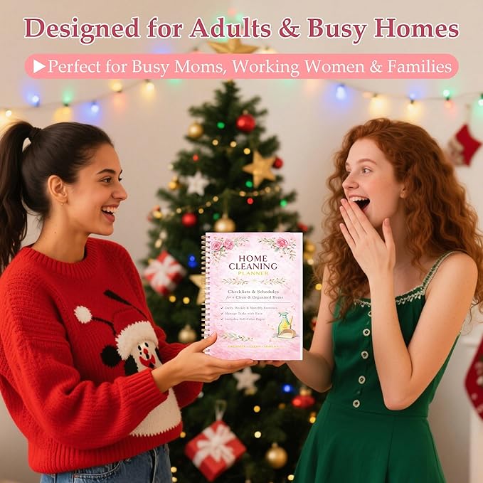 Home Cleaning Planner & Checklist Book for Women Adults – Daily, Weekly & Monthly Cleaning Schedule and Checklist, Housekeeping Organizer with Cleaning Lists, Spiral Bound Cleaning Book Planner
