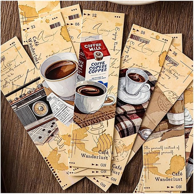 Vintage Retro Style Bookmarks, 30PCS (Café Wanderlust)