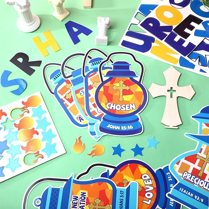 Blosssound Christian Bulletin Board Set Inspirational Classroom Decorations Jesus Oil Light God Says You Are Religious Cutouts for Sunday School Home Ofiice Church Back to School Wall Decor Supplies