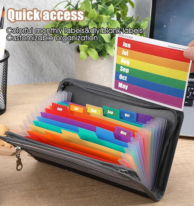 Coupon Organizer Small, 8.27 * 5 Inch 12-Pockets Receipt Folder Wallet with Zipper, A6 Size Portable Accordion Expanding Folders for Bills, Cash, (Grey)