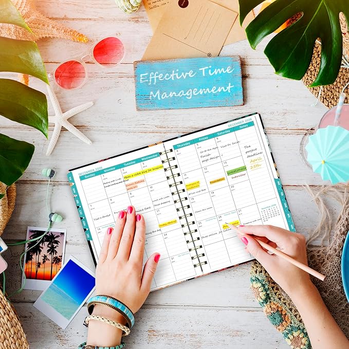 Planner 2026-2027, Academic Year Planner - Daily, Weekly & Monthly Calendar, Jul 2026 - Jun 2027, 6.3" x 8.5", Spiral Notebook with Tabs, Stickers & Inner Pocket, Ideal for School, Office, Home