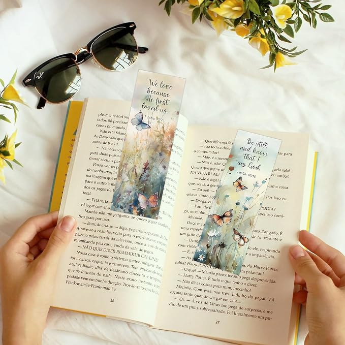 Christian Bookmarks, 100 Pcs Bible Verse Floral Butterfly Book Markers, Religious Scripture Bible Study Gifts for Reading Women Book Lovers