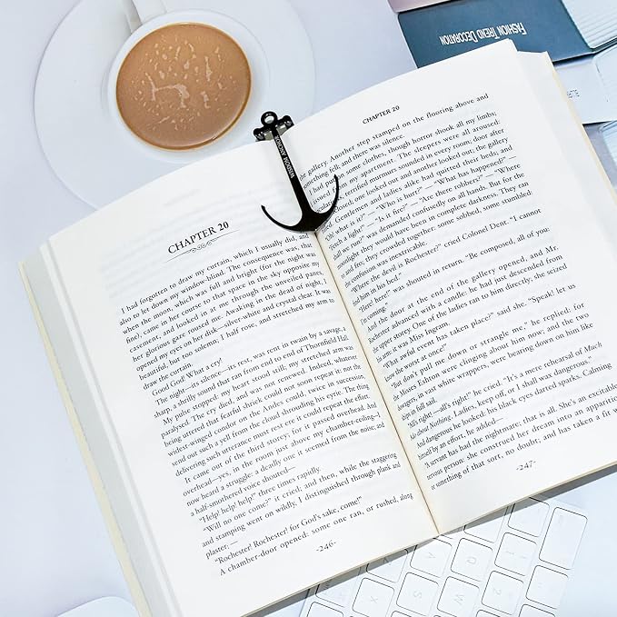 Anchor Page Holder for Hands Free Reading Bookmark Book Opener Reader Gift Metal Portable Music Recipe Book Hardcovers Paperbacks Magazines Clip Accessories, Black