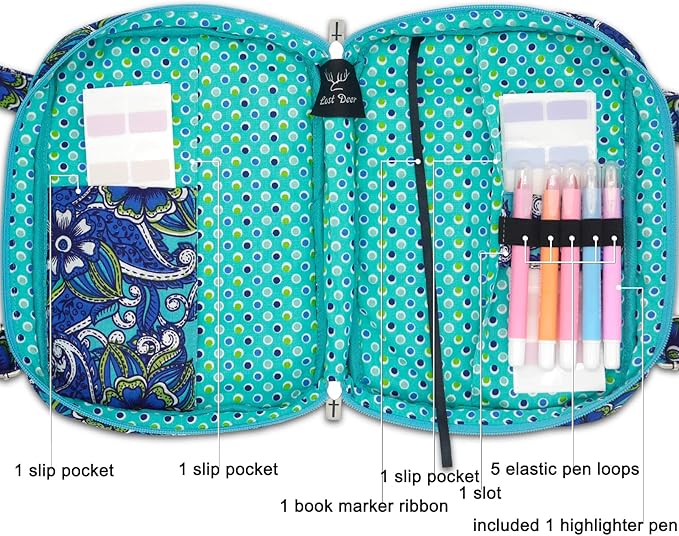 Bible Cover for Women with Adjustable Straps, Large Study Bible Carrying Case Bag with Zip Pocket, 10x7x2.7 Inches