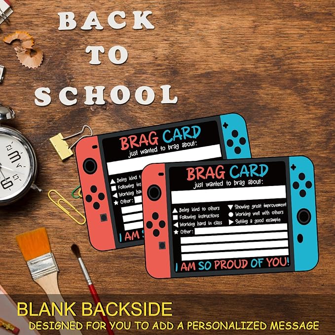 Video Game Teacher Mail Brag Cards - 50 Postcards for Positive Notes Home to Parents, Classroom Incentive Cards for Elementary School Teacher Supplies