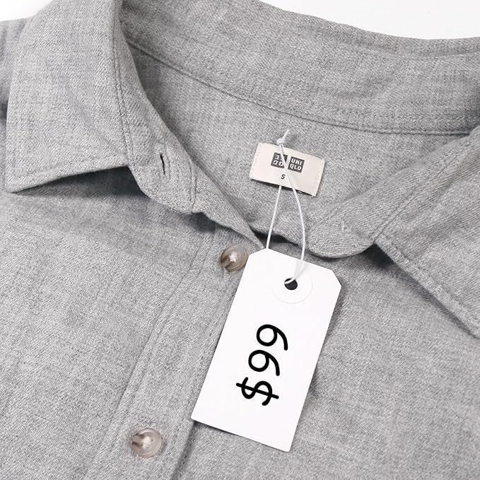 Coideal White Price Tags with Elastic String - 200 Pcs Small Blank Label Hang Strung Tags Strings Attached for Hanging Gift Clothing Jewelry (2 3/4" x 1 3/8")