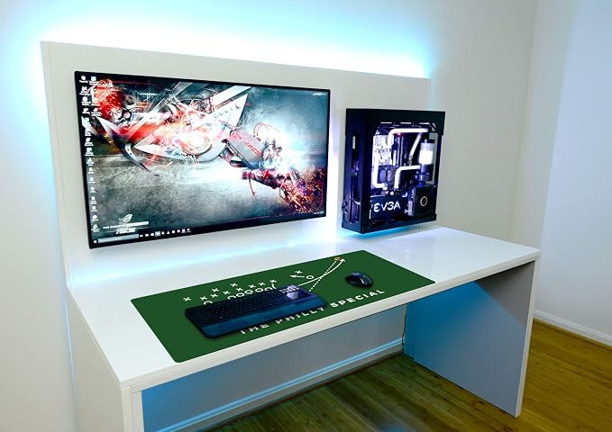 French KOKO Large Philadelphia Football Desk Mat 36" x 16.5" – XL Desk Pad Mat Featuring the Philly Special Play, Oversized Mouse Pad Protector, for Men, Teen Boys, Dad, Office