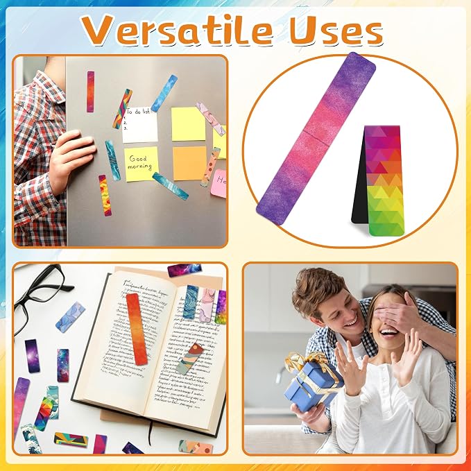 144Pack Magnetic Bookmarks for Reading Women Men Teacher Book Lovers Gifts, Bookmarks Bulk Personalized Bookmark Magnet Bookmark Clips Cute Pretty Funny Book Markers (multi-colored-02)