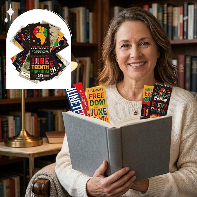 Wxiben Juneteenth Bookmarks Gifts Set - 120 Pcs Freedom Day Bookmarks 1865 African American Book Marks Page Marker Clip Inspirational Favors for June 19th Office School Home Party Supplies