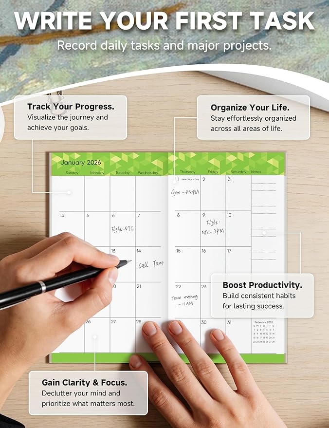 Pocket Calendar 2026-2028 Art Series, Monthly Planner Jan 2026 to Jul 2028 (3.7" x 6.7") Perfect Purse Calendar, Pocket Agenda with Protective Plastic Sleeve-Boat