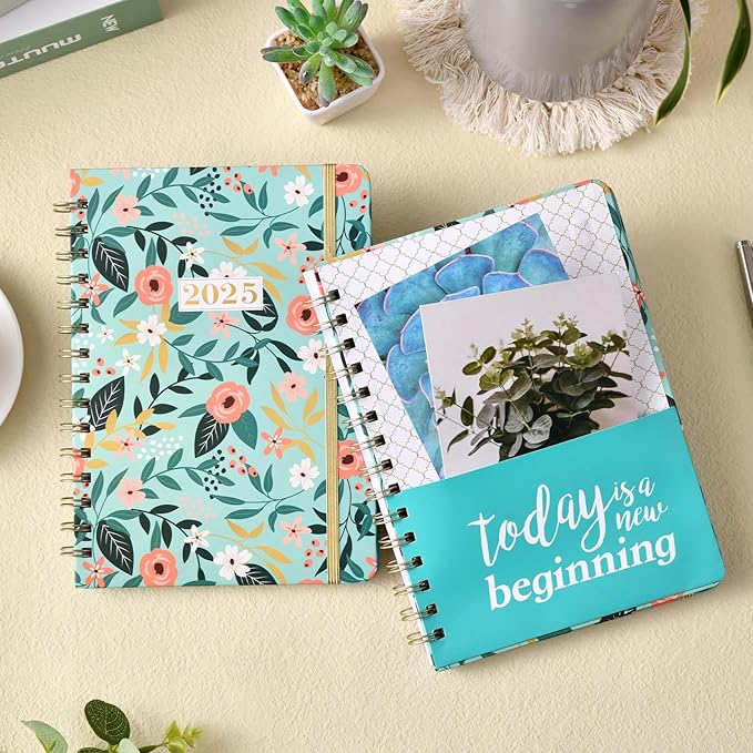 2025 Planner - 2025 Calendar/Planner Weekly and Monthly, JAN 2025 - DEC 2025, 6.3'' x 8.4'', Calendar 2025 Planner with Special Weekly Page, Green Ink Pages, Colorful Monthly Tabs, Back Pocket