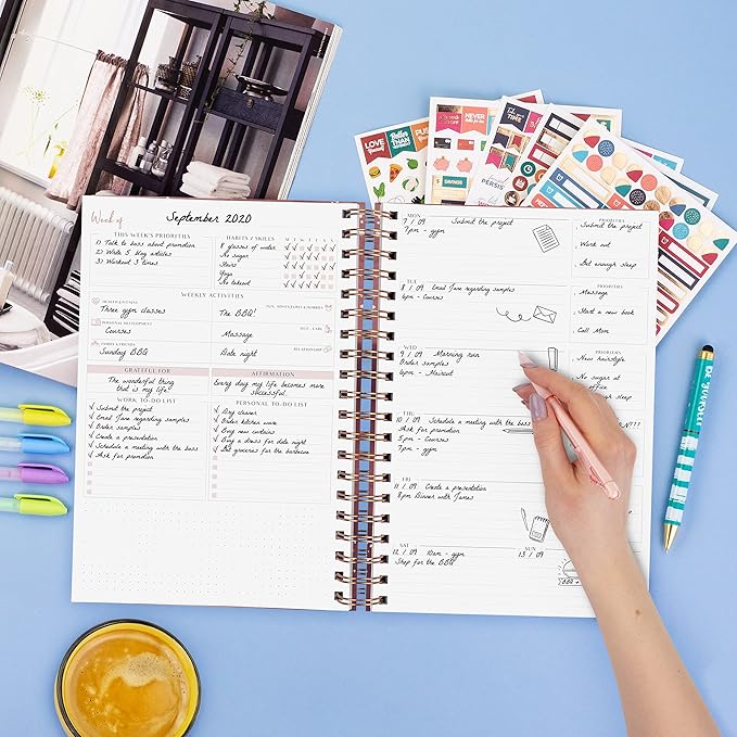 PLANBERRY Large Weekly Planner Premium – Undated Life & Budget Planner – Organizer & Productivity Journal, 8x10.4″ (Rose Gold)