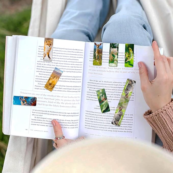 96Pack Magnetic Bookmarks Bulk Book Marks for Reading Women Men Adults Book Lovers Gifts, Cute Bookmarks Magnet Bookmark Clips Magnetic Page Markers Pretty Funny BookMarker (Animals)