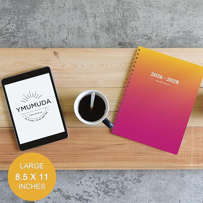 2026-2028 Monthly Planner - 2 Year Monthly Planner Calendar 2026-2028, Jul 2026 - Jun 2028, 8.5" x 11", 24 Months, Spiral-Bound, Tabs, Holidays, Notes, Ideal for School Office Home Planning