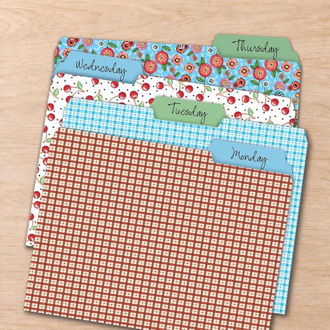 Current Mary Engelbreit File Folders Value Pack - Bulk Set of 24, 6 Pretty Decorative Designs, 1/3 Cut Tabs, Heavy-Duty Paper Stock, Office Supplies for Home & Work, 9-½” x 11-¾” Letter Size