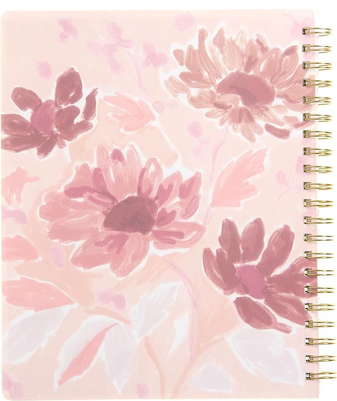 russell+hazel 2025-2026 Weekly Planner, Spiral Bound Blush Floral with Gold Foil Details, 9.1" x 11.2", July 2025 - June 2026, Features 15 Monthly Spreads, 1-Count