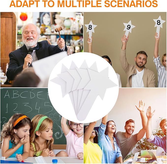 25 Pieces Star Shape Dry Erase Answer Paddles Handheld Double Sided Paddles Mini White Boards Small Dry Erase Board Auction Paddles for Students Teacher Classroom Bidding Voting Score Boards