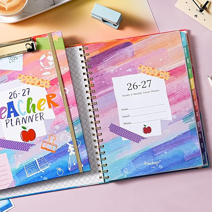Teacher Planner 2026-2027 - Teacher Lesson Planner, July 2026 - June 2027, 9" x 11", 2026-2027 Academic Planner Weekly and Monthly, Lesson Plan Book for Teachers, Colorful Tabs, Inner Pocket, Clipboard