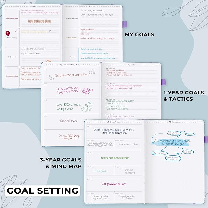 GoGirl Planner PRO Schedule - Undated Planner with Hourly Time Slots, Monthly, Weekly & Daily Organizer, Appointment Book for time Management, 7"x10" Hardcover, Lasts 1 Year - Periwinkle