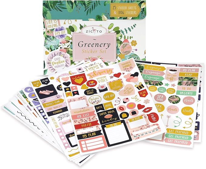 Aesthetic Greenery Planner Stickers for Fun Planning - 1100+ Stunning Gold Foil Monthly Designs - The Perfect Scrapbook Sticker Accessories to Enhance Your Daily Calendar and Planner Journaling