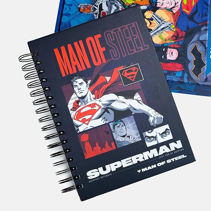 Superman Planner 2026, Superhero Weekly/Monthly Planner with Tabs, Hardcover Calendar Planner Monthly Agenda Spiral Notebook for Teacher Student Organizer Supplies (Plan D)