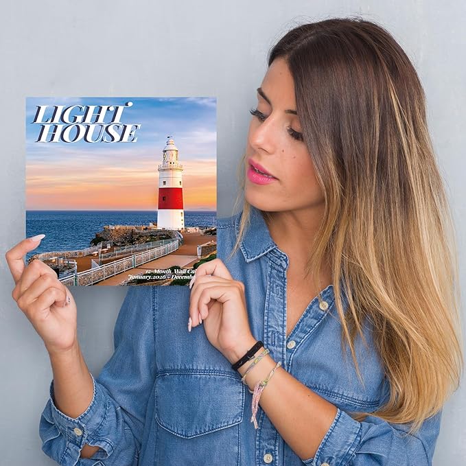 2026 Wall Calendar Lighthouse, 12 Months Hangable Wall Calendars, 12" x 24" (Open), Thick Glossy Paper, Organizing & Planning