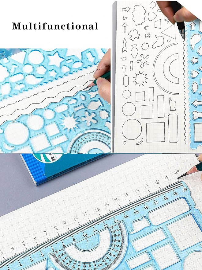 3 Pcs Multifunctional Geometric Ruler for Drawing Tools School Supplies Rulers