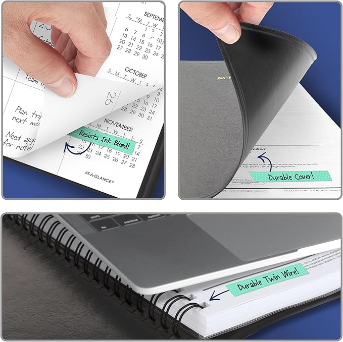 AT-A-GLANCE Planner 2026-2027 Monthly Academic 18-Month July-December Calendar Notebook, 9" x 11", Black (7007405)