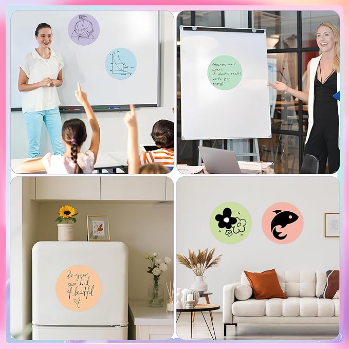 24 PCS Colorful Dry Erase Dots for Classroom Table 11in Dry Erase Circles Marker Stickers 8 Colors Removable Spots Sticker Wall Decals for School Classroom Teachers Students Whiteboard Desk Wall Decor