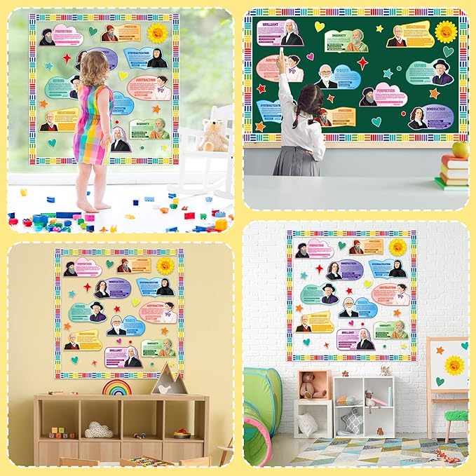 gisgfim Math Bulletin Board Decoration Set Back to School Classroom Famous Mathematician Paper Cutouts Motivational Inspirational Quote Bulletin Board Decor for Middle High School Door Chalkboard Wall