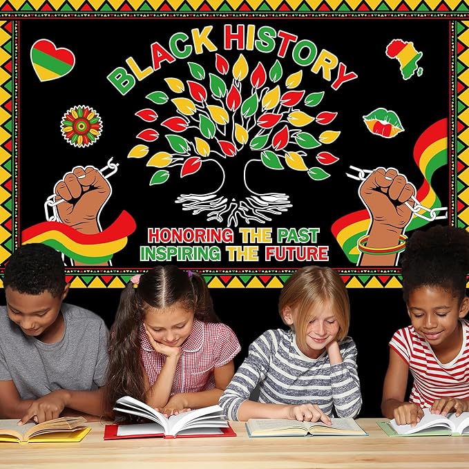 JarThenaAMCS 85 Pcs Black History Month Tree Bulletin Board Decoration African American Inspirational Tree Leaves Paper Cutouts Juneteenth Freedom Day Decor for Classroom Home Office Wall Decor