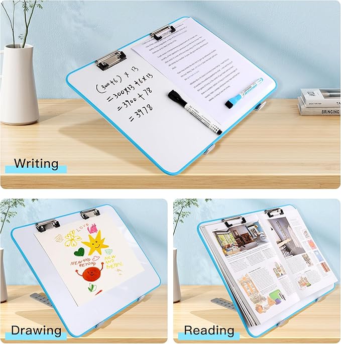 Slant Board for Writing16 x 12 Inch Adjustable Magnetic Whiteboard 20°-60° Slanted Clipboard Portable Workstation Sloped Surface for Writing Reading Drawing (Package Without Pencils)