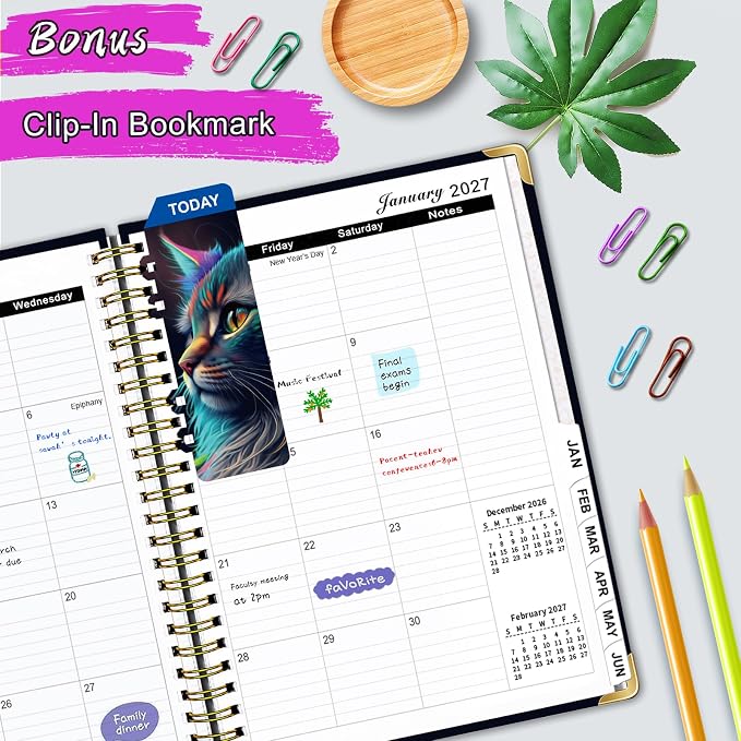 2026-2027 Weekly Planner from Jul 2026 - Jun 2027, 6.3" X 8.5" Monthly Planner for Women Men, Daily Planner with Monthly Tabs, Agenda Planner for School/Work, Calendar Planner 2026-2027