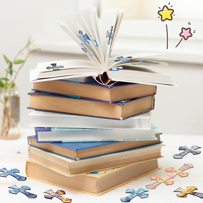 25Pack Magnetic Bookmarks Christian Bookmarks Bulk Cross Bible Bookmark for Reading Women Men Kids Teacher Book Lovers Gifts, Religious Magnet Bookmark Clips Cute Personalized Book Markers (Scenery)