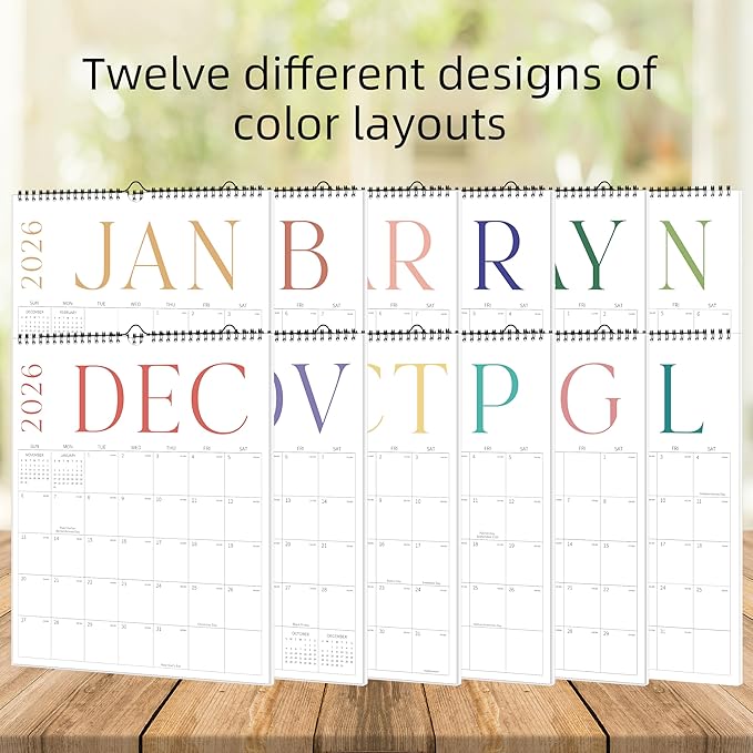 Aesthetic Wall Calendar 2026, 18 Monthly Vertical Calendar January 2026 to June 2027, 14.5" x 10.5" Modern Wall Hanging Calendar for School, Home, Office for Monthly Organizing & Planning
